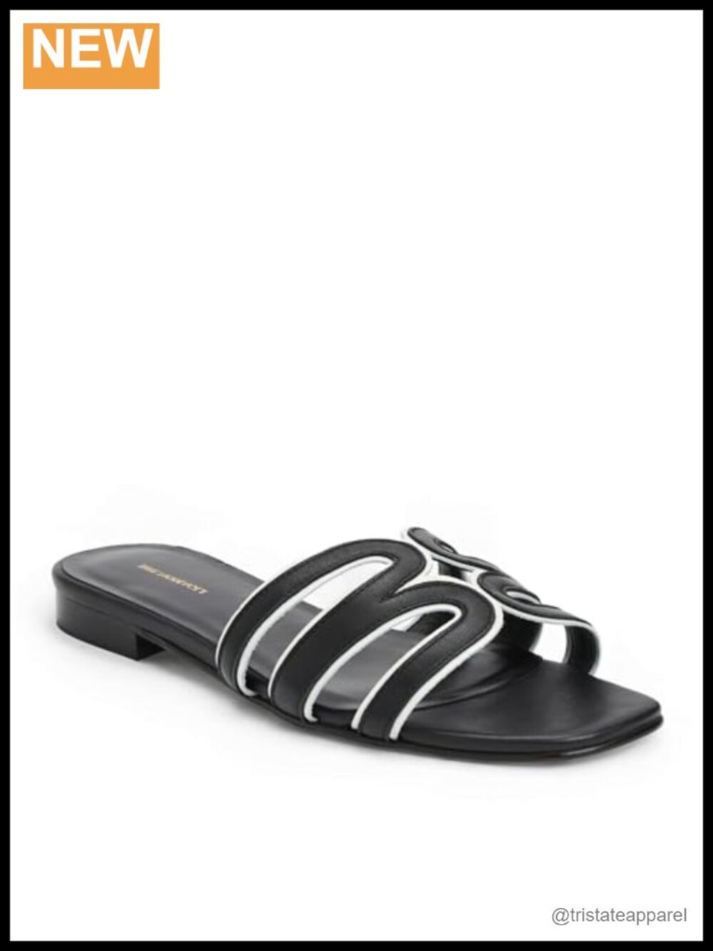 Bruno Magli Flore Leather Slide Sandals Square Toe Slingback Slip On